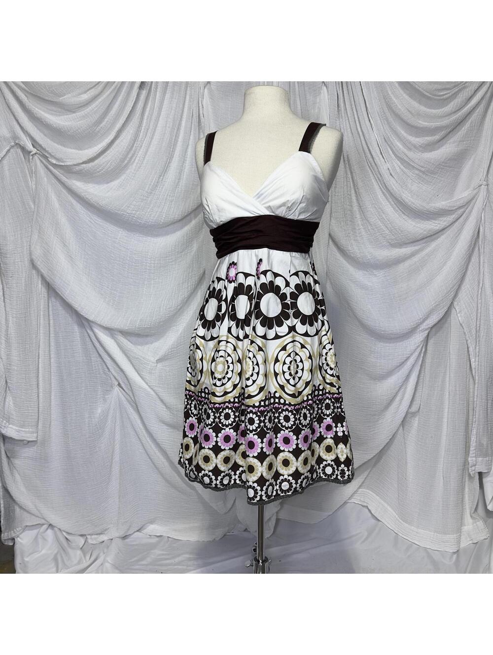Y2K Preppy Indie City Triangle Floral Print Mini Dress Size 9